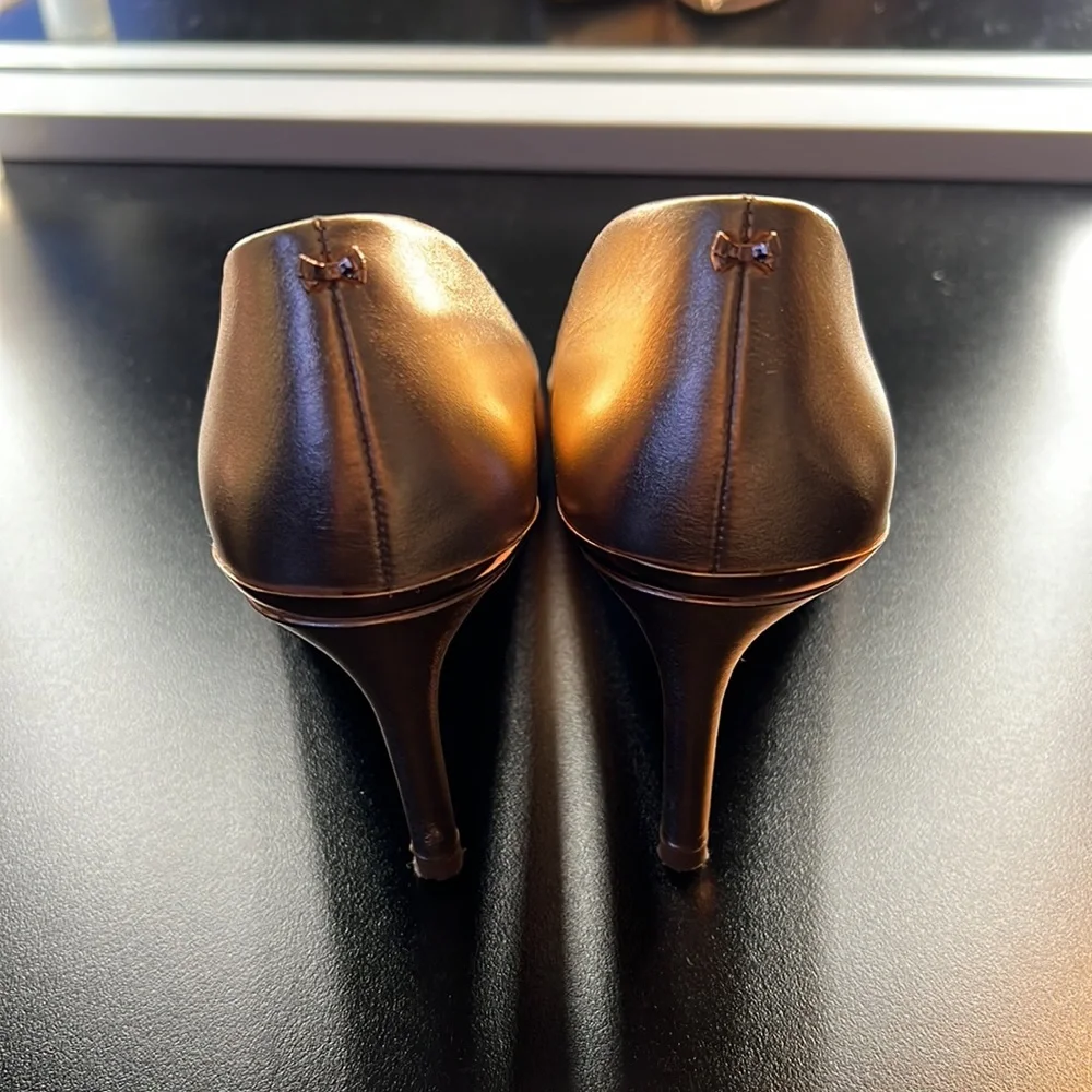 Ted Baker Metallic Gold Pointed-Toe Kitten Heel Pumps